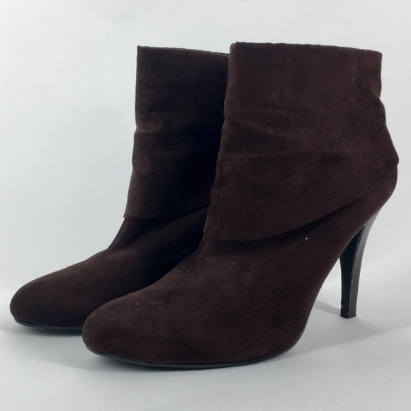 MARC FISHER Brown Suede Fold-Over Booties Size 7.5 - Picture 2 of 6